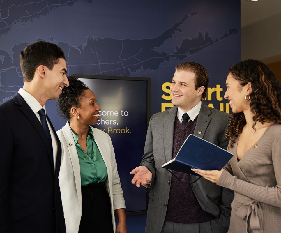 People talking in a group.